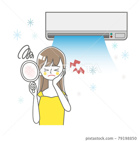 Illustration of a woman whose skin dries with an air conditioner 79198850