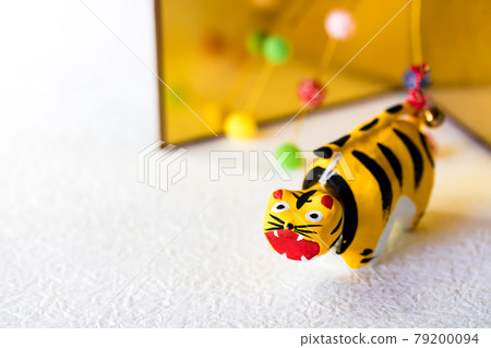 2022 Tiger year, cute tiger with a swinging papier mache 2022 Tiger year, cute tiger with a swinging papier mache 79200094