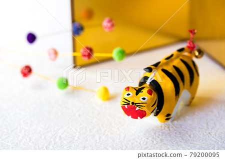 2022 Tiger year, cute tiger with a swinging papier mache 2022 Tiger year, cute tiger with a swinging papier mache 79200095