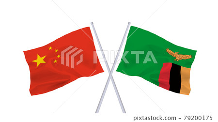 贊比亞和中國國旗 79200175