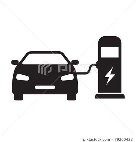 EV electric car charging station icon vector... - Stock Illustration ...