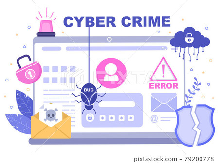 Cyber Crime Illustration Phishing Stealing Digital Data, Device System, Password, and Bank Document From the Computer 79200778