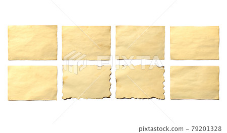 Set of old blank pieces of antique vintage crumbling paper manuscript or parchment 79201328