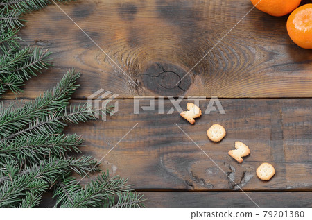 Tangerines, cracker 2020 digits and fir branches with copy space Tangerines, cracker 2020 digits and fir branches with copy space 79201380