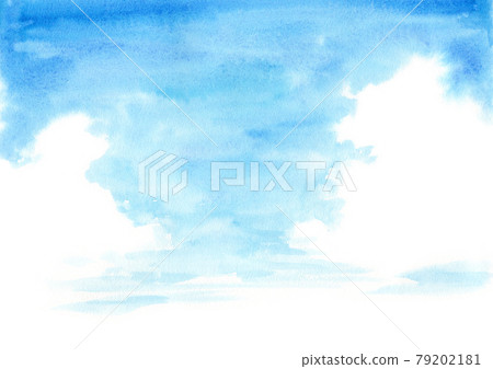 Analog watercolor summer blue sky Analog watercolor summer blue sky 79202181