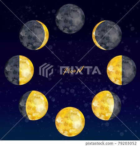 月相帶背景的黃色模擬月亮 插圖素材 圖庫
