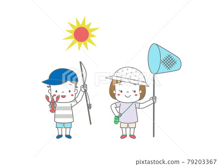 Crayfish fishing and insect catching children and the sun Crayfish fishing and insect catching children and the sun 79203367