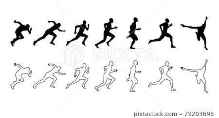 Runner silhouette vector icon illustration material black and white Runner silhouette vector icon illustration material black and white 79203698