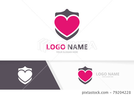Heart security logo combination. Love and shield logotype design template. Heart security logo combination. Love and shield logotype design template. 79204228