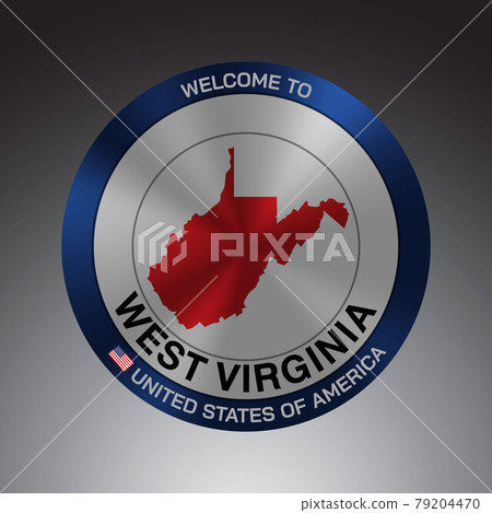 The Sign Shield style United states of America with message, West Virginia and Red map on Grey Background vector art image illustration. 79204470