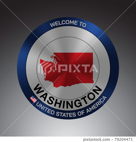 The Sign Shield style United states of America with message, Washington and Red map on Grey Background vector art image illustration. 79204471