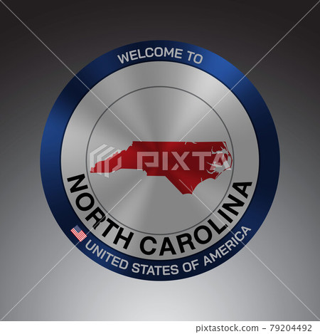 The Sign Shield style United states of America with message, North Carolina and Red map on Grey Background vector art image illustration. 79204492