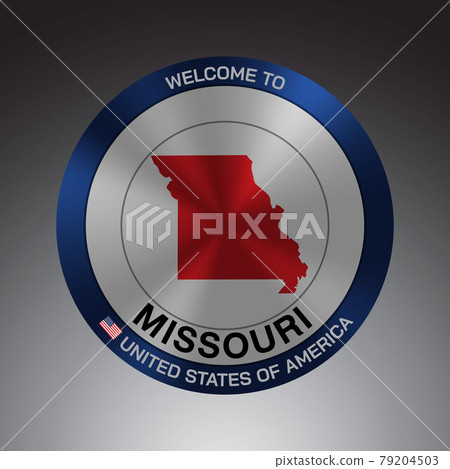 The Sign Shield style United states of America with message, Missouri and Red map on Grey Background vector art image illustration. 79204503