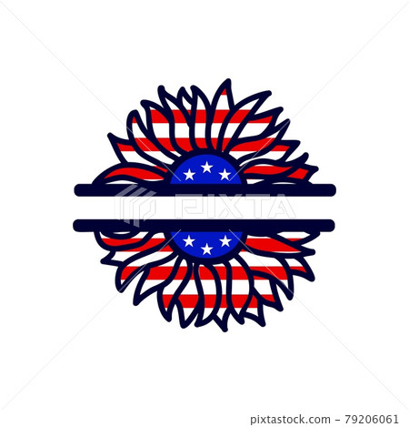 Sunflower color of american flag. Vector illustration. 4th of july, Independence day. Monogram. 79206061