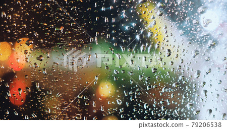 View on night airport through airplane window with raindrops. Night wallpaper View on night airport through airplane window with raindrops. Night wallpaper 79206538