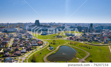 View from the height of the Drozdy district and the Minsk sports complex Minsk Arena in Minsk.Belarus 79207158