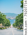 Hakodate City and Port overlooking from Motomachi Hachimanzaka in summer 79207734