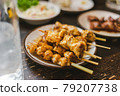 Assorted yakitori at a popular izakaya 79207738