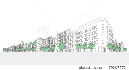 Vector illustration of cityscape. Line drawing illustration. 79207772