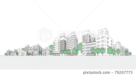 Vector illustration of cityscape. Line drawing illustration. 79207773