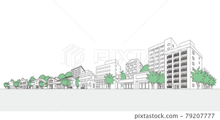 Vector illustration of cityscape. Line drawing illustration. 79207777