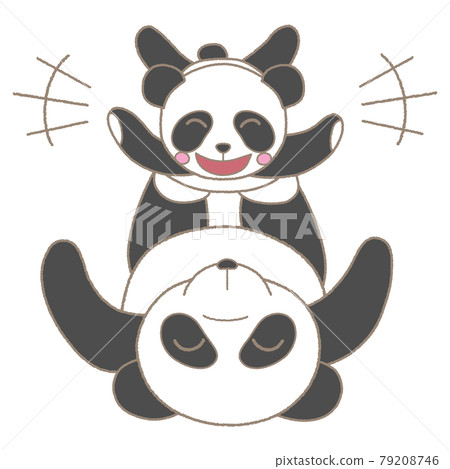 Illustration of a panda's parent and child playing with parents and children 79208746