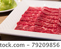 Raw beef in Japanese restaurant. This restaurant specializes in grilled meat. 79209856