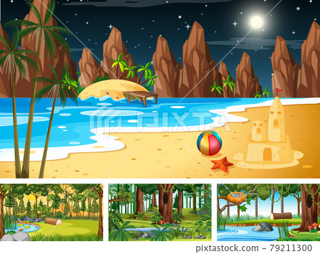 Set of different nature horizontal scenes 79211300