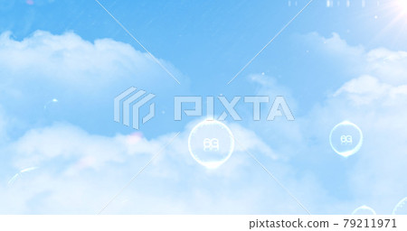 Multiple bubbles with 6g text floating and bursting against clouds in blue sky 79211971