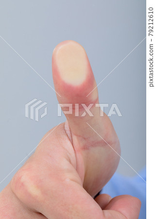 Close up of caucasian businessman touching virtual interface, isolated on grey background 79212610