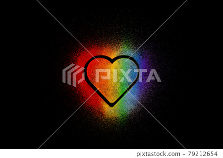 Colorful rainbow heart made of colored sands on black background 79212654