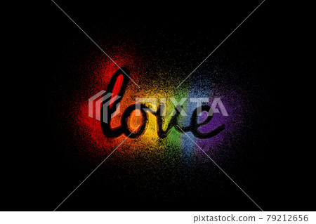 Word love made of colored sands on black background 79212656