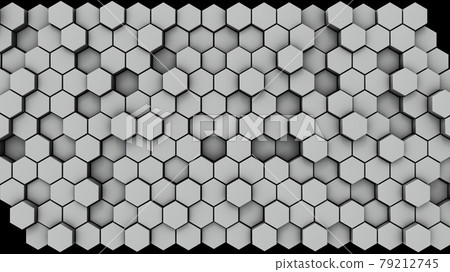 Honeycomb structure. Black background. 3D rendering. 79212745