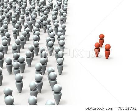 Conflict between majority and minority. White background. 3D rendering. 79212752