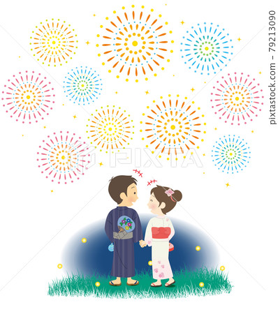 Couple dating at a fireworks display 79213090