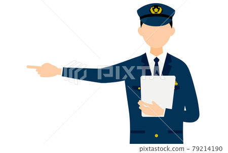 Young male policeman poses and guides 79214190