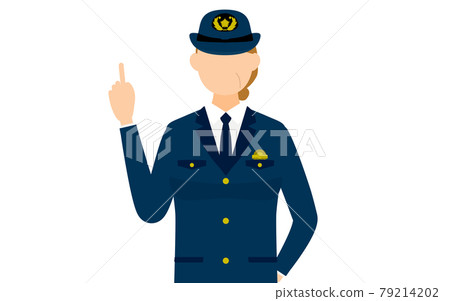 Senior female police officer poses and points 79214202