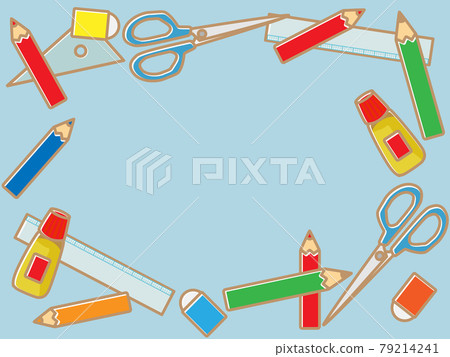 School stationery frame_flat_light blue 79214241