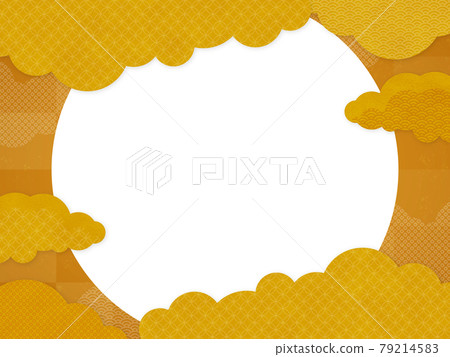 Japanese / Chinese style golden cloud background material (sideways) 79214583