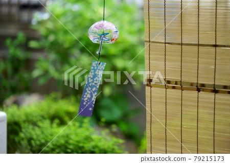 A swaying wind chime in a Japanese-style garden A swaying wind chime in a Japanese-style garden 79215173