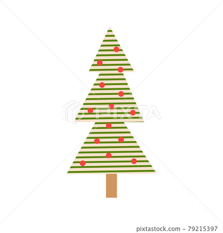 Hand drawing fir tree, Christmas ornaments, stars and snowflakes. Holiday poster with Christmas symbols. 79215397