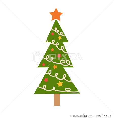 Hand drawing fir tree, Christmas ornaments, stars and snowflakes. Holiday poster with Christmas symbols. 79215398