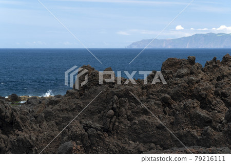 Lajido village Pico Island Azores black lava houses red windows 79216111