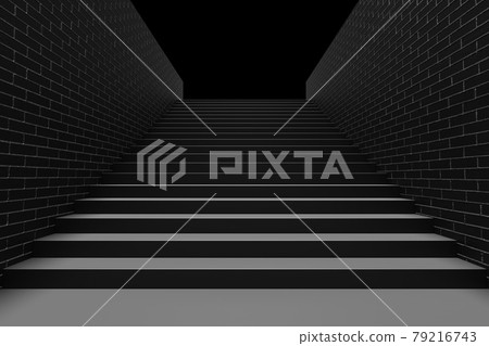 Black staircase in underground passage in dark 79216743