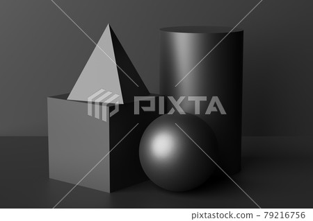 Abstract geometric figures low-key black still life Abstract geometric figures low-key black still life 79216756