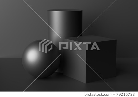 Abstract geometric figures low key black still life. 79216758