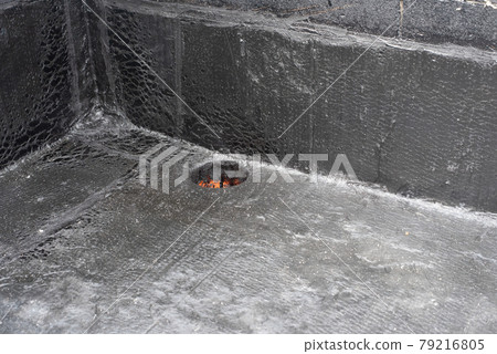 rainwater drain. Flat roof drain close up rainwater drain. Flat roof drain close up 79216805