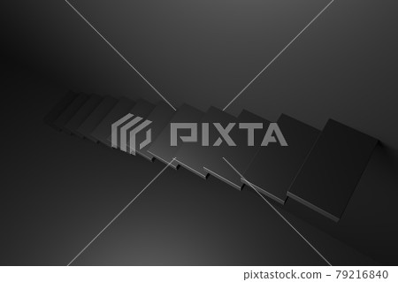 Black ascending stairs in black room, abstract 3D illustration. 79216840