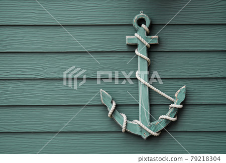 wooden anchor on wall background wooden anchor on wall background 79218304