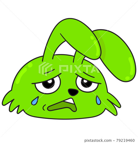 green rabbit head is sad crying tears, doodle... - Stock Illustration ...